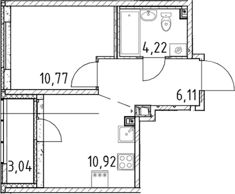 1-комнатная квартира 32.02 м², 10/17 эт., ЖК «Город Первых»